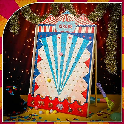Fulmoon Disk Drop Game with 8 Disks Halloween Carnival Circus Theme Christmas Party Fun Wood Family Board Game for Birthday Party Decorations Supplies Activities(30 x 17.7 Inch) - size: 30 x 17.7 Inch