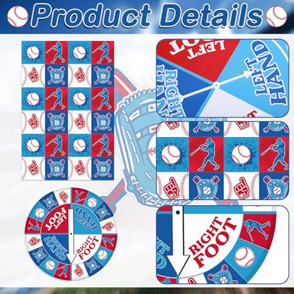 Civaner 3 Pcs Baseball Game for Kids with Spinner Baseball Conversation Party Game for Kids with Conversation Play Mat Spinner for Parties Classrooms School Activities