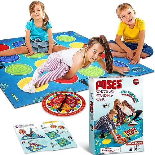 Classic Twist Poses Floor Game, FunKidz Giant Mat Party Games for Kids Adults Bigger Size Family Indoor and Outdoor Activity for Boys Girls Gift