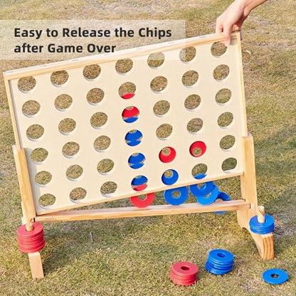 Giant Wooden 4 in a Row and Six Player Croquet Set 28"