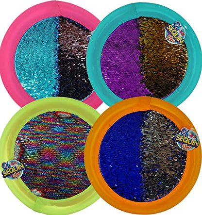 JA-RU Sequin Flyer Soft Frisbee-Disk Toy (1 Frisbee Assorted) Flying Disc for Kids and Adults, Boys and Girls. Beach Pool Indoor and Outdoor Throwing Games. Birthday Gifts - size: 1 Unit