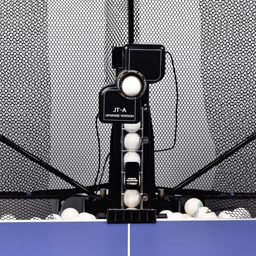 WAYMARK Ping Pong Machine with Net Table Tennis Robot JT-A with Intercepted Net for Training Suitable Ping Pong Table Come with 100 Balls