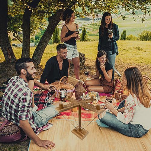 Hook Toss Game, Ring Toss Game, Handmade Wooden Ladder, Throwing Hook and Ring Battle Game for Family