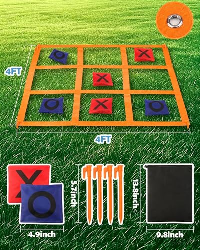 Outdoor Games, Kanosan Giant Tic Tac Toe Bean Bag Toss Games Field Day Birthday Party Family Reunion Carnival Yard Lawn Easter Outside Beach Fun Games - size: TG-32