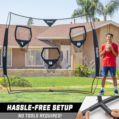 GoSports Football Throwing Net - 8 x 8 ft or 6 x 6 ft Nets - Choose Black or Red - color: 8 x 8 ft Black