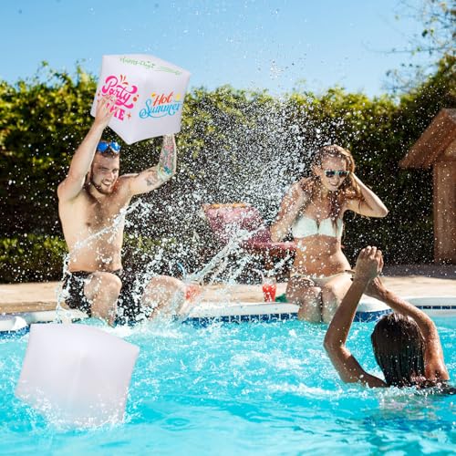 4 Pieces Jumbo Inflatable Dice 12.6 Inch Giant Large Inflatable Dice DIY Painting Crafts for Indoor Outdoor Lawn Game Pool Casino Themed Game Bunco Night Birthday Party Board Game (Blank White) - color: Diy Pattern