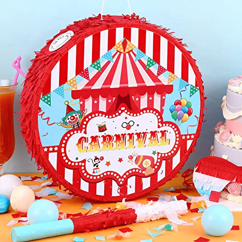 Deekin Large Carnival Piñata Stick with Blindfold Confetti Set Circus Tent Piñata for Birthday Carnival Theme Party Decorations Gaming Holiday Celebration Game Supply - style: Circus Tent