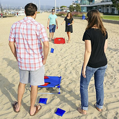 GoSports Portable Cornhole Set with Carry Case - Outdoor Lawn Bean Bag Toss Game for Adults and Family - Beach, Camping, Yard Games & More - style: Red & Blue