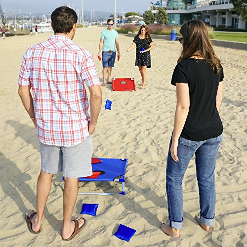 GoSports Portable Cornhole Set with Carry Case - Outdoor Lawn Bean Bag Toss Game for Adults and Family - Beach, Camping, Yard Games & More - style: Red & Blue