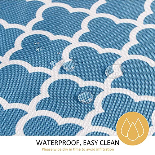 Melaluxe Spring/Summer Wrinkle-Free Waterproof Outdoor Tablecloth with Umbrella Hole and Zipper, 60-Inch-by-84 Rectangle - color: Blue Clound, size: 60" x 84" (Rectangular)