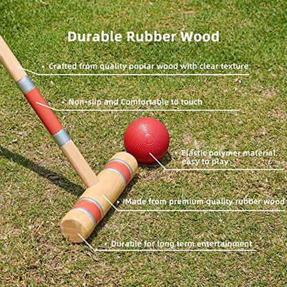 Giant Wooden 4 in a Row and Six Player Croquet Set 28"