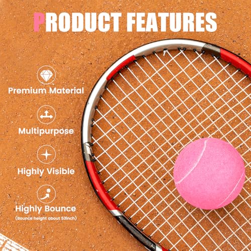 60/120 Pack Tennis Balls, Training Tennis Balls, Pet Dog Playing Balls, Practice Tennis Balls with Mesh Bag for Transport and Beginner Training - color: Pink-60Pack