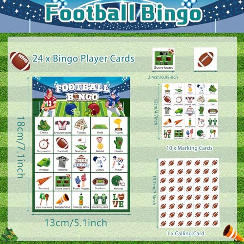 Liliful 35 Pcs Football Bingo Games 24 Players Bingo Cards Sport Theme Party Games for Adults Family Classroom Activities Birthday Party Favors Supplies - style: Football