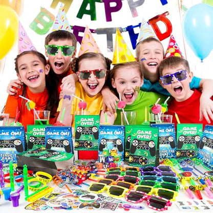 208Pcs Video Game Party Favors Pack for 12 Guest, Gamer Goodie Bag Stuffers for Kids Boys, Gaming Theme Birthday Party Decorations Supplies (Video Game Party Favors) - style: Video Game Party Favors