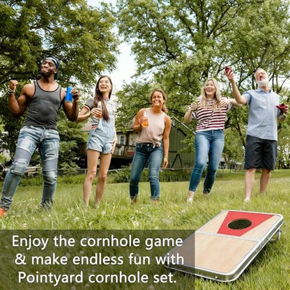 Portable Cornhole Board Set - Foldable Aluminum Frame Cornhole Game with 8 Bean Bags & Carrying Case for Adults & Families | Perfect for Outdoor Backyard, Beach & Party Camping (24x16 in)