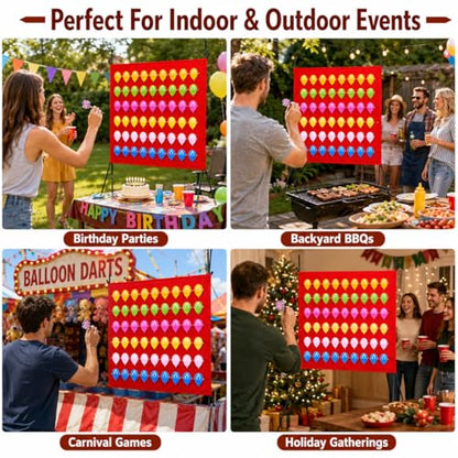 Balloon Dart Board, Carnival Fair Balloon Pop Game, Balloon Dart Game Board Set with 2 Darts & 500 Balloons, Classic Target Game for Birthday Parties, Carnivals (Straight)