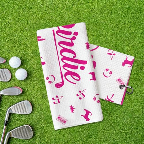 Birdie Pink Golf Towel - Funny Microfiber Waffle Women's Golf Towel with Clip - Funny Joke Logo - Perfect Ladies Golfer Gift, Birthday Retirement Gifts for Women GolfFans Golfs Lover, 16x24 Inch - color: Birdie Golf Pink