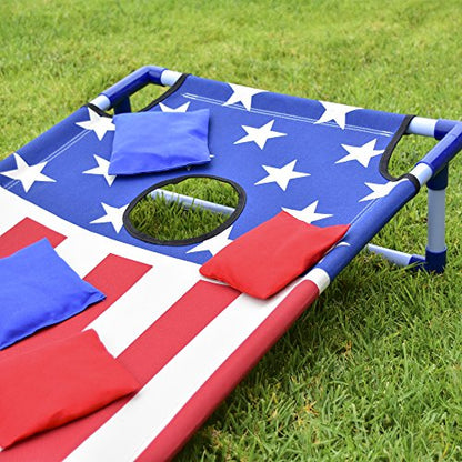 GoSports Portable Cornhole Set with Carry Case - Outdoor Lawn Bean Bag Toss Game for Adults and Family - Beach, Camping, Yard Games & More - style: America