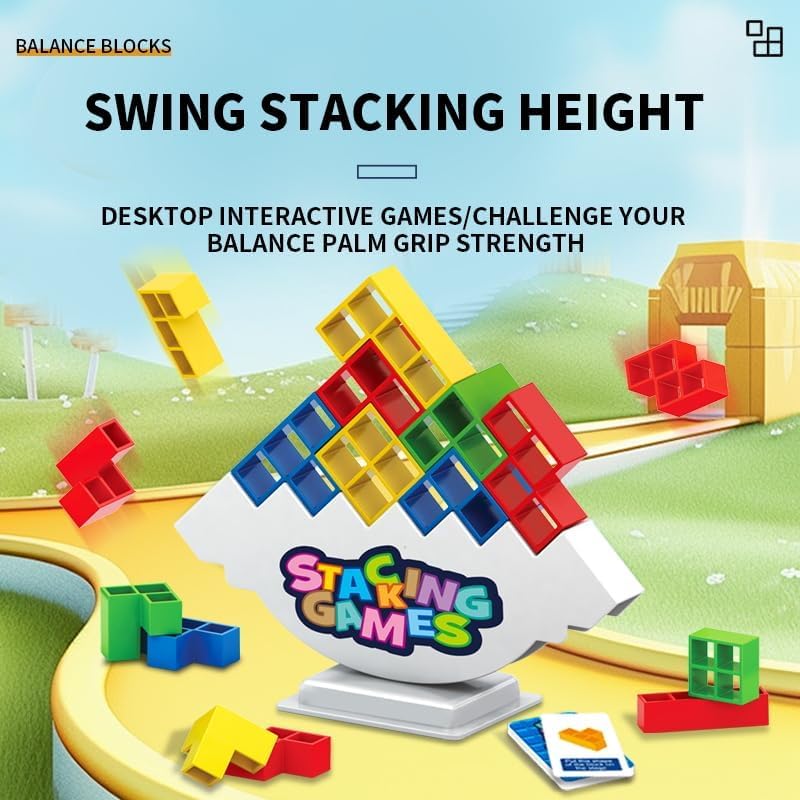 iuuoi 64 PCS Tetra Board Game for Kids and Adults, Balance Stacking Game for 2 Players+ Party, Family and Friends,Tower Stack Team Building Blocks Toy