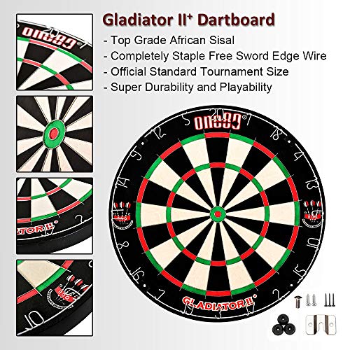 ONE80 Gladiator Dartboard with Top-Grade African Sisal and Sword Edge Staple Free Wire Spider for Maximum Scoring Potential and Less Bounce Outs - style: Gladiator II