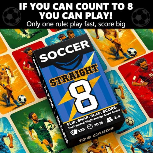 Quokka Soccer Fast-Paced Card Game for Kids & Adults – 128 Cards & Easy Rules – Quick & Fun Matching Game – 2-4 Players – Ages 8+ – Perfect for Family Games Night, Travel and Parties - color: Soccer