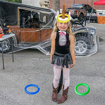 Joliyoou Unicorn Party Games, Inflatable Ring Toss Game Set Include 2 Pieces Unicorn and 12 Pieces Toss Rings, Party Game Favors 2 Pack
