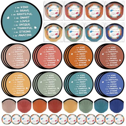End of the Year Gifts for Students Bulk Foldable Flying Disc Fans Set with Stickers Bags, End of Year Student Gifts from Teacher Beach Fun Folding Pocket Hand Fans for Outdoor Activities Games - style: 24 Pcs Inspirational Flying Disc Fans-C