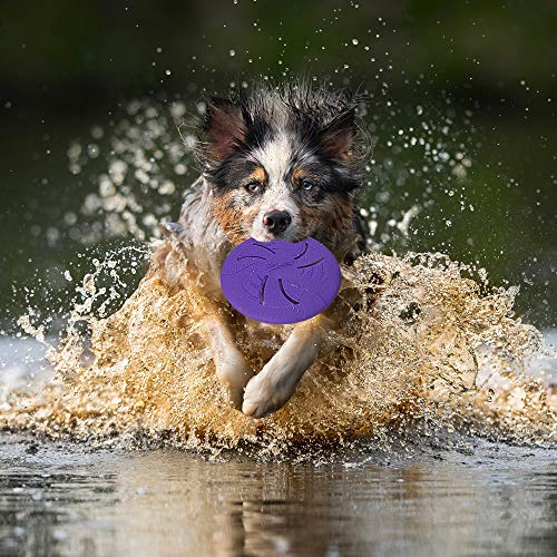 Indestructible Flying Discs, Interactive Dog Toy, Soft Lightweight Fetch Toys for Medium Large Dogs, Floats in Water & Safe on Teeth, 9 inch(Large, Yellow) - color: Yellow, size: Large