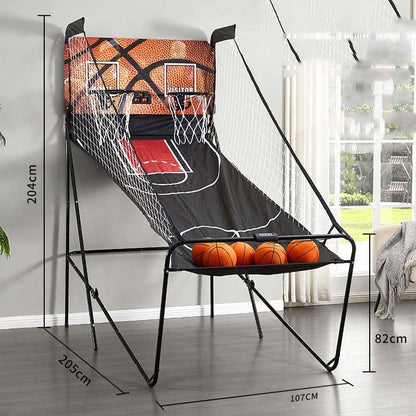 Dual Electronic Basketball Arcade Game, Foldable Indoor Basketball Hoop with Scoring System and 5 Balls