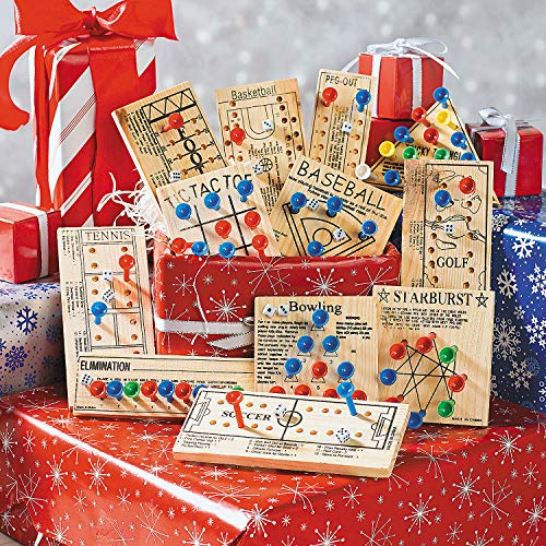Fun Express Wooden Board Games Set 12 Pack - Classic Travel Games for Kids & Adults | Mini Peg Board Games, Checkers & Tic Tac Toe | Portable Family Game Night Collection for Road Trips & Camping