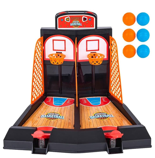 Zugar Land Desktop Mini Basketball Shooting Game for Two (9") Plastic. Tabletop Desk Games to Reduce Stress Fun Sport Hoop Set