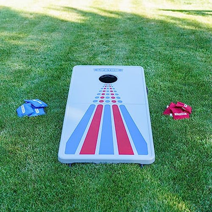 Lifetime Portable Cornhole Toss Game Set with 8 Bean Bags and Storage Pouches Attached to Boards