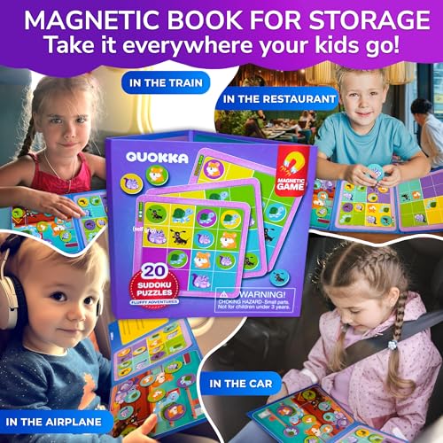 QUOKKA Magnetic Sudoku Toddler Puzzles Ages 2-4 - 20 Pieces Puzzles for Kids Ages 4-6 - Games for Kids Ages 3-5 Sudoku Book with 3 Levels: Easy, Medium, Hard - Educational Portable Travel Game - style: 11. 20 PCS ANIMALS