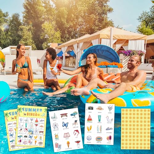 Summer Bingo Cards, Hawaiian Bingo Games for 24 Players, Summer Games for Family Friends Large Group Activities, Tropical Summer Party Favors Supplies Decorations(20) - style: Summer