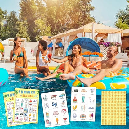 Summer Bingo Cards, Hawaiian Bingo Games for 24 Players, Summer Games for Family Friends Large Group Activities, Tropical Summer Party Favors Supplies Decorations(20) - style: Summer