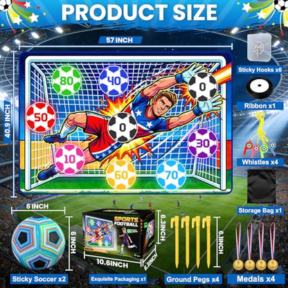 Upgraded Toy Soccer Game Set for Kids, Indoor Outdoor Backyard Toss Soccer Goal Game with 2 Balls, 1 Flannel Target, Soccer Toys for Boys and Girls 3-5 6-8 8-12 Years Old Kids Birthday