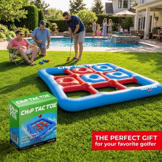 Golf Pong Chip Tac Toe Floating Pool Game - 4FT Inflatable Tic Tac Toe Pool Toy for Adults & Teens, Outdoor Games, Pool Party Games, Backyard Games & Yard Games (No Club Included)