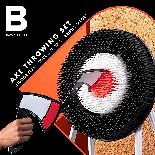 Black Series Axe Throwing Set – Indoor & Outdoor Party Game| Safe Plastic Throwing Axes| Collapsible Target| Backyard Game, Carnival Game, Beach Camping, Tailgating Essential| Fun Sports Activity Gift