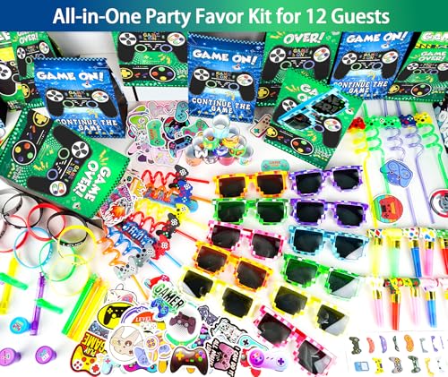 208Pcs Video Game Party Favors Pack for 12 Guest, Gamer Goodie Bag Stuffers for Kids Boys, Gaming Theme Birthday Party Decorations Supplies (Video Game Party Favors) - style: Video Game Party Favors