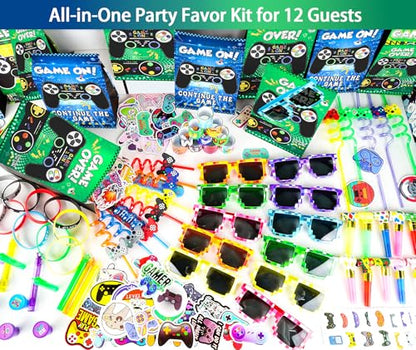 208Pcs Video Game Party Favors Pack for 12 Guest, Gamer Goodie Bag Stuffers for Kids Boys, Gaming Theme Birthday Party Decorations Supplies (Video Game Party Favors) - style: Video Game Party Favors