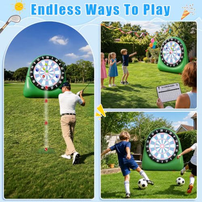 AONESY Inflatable Giant Kick Dart Games Soccer Golf Kick Dartboard Outdoor Backyard Lawn Large Carnival Games 6ft Big for Kids Adults Family Dartboards with Balls & Air Pump