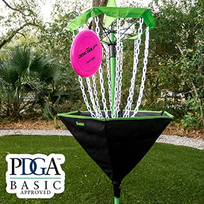 Franklin Sports Disc Golf Baskets - Portable Disc Golf Target with Chains Included - Disc Golf Basket Stand Equipment for Hole + Course Creation - style: Starter Plastic Chain