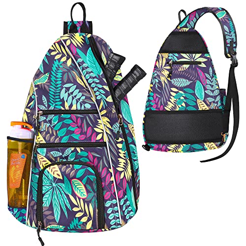 Pickleball Bag - Pickleball Bags for Women Men - Pickleball Backpack - Travel Pickleball Paddle Case, Pickle Ball Bag for Pickleball Paddle Tennis Racket, Protable Pickleball Sling Bag - color: Green Leaf