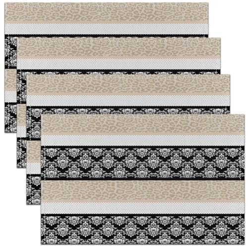 Feelyou Polka Dot with Leopard Print Placemats Set of 4 Beige Black Leopard Table Mats for Party Kitchen Dining Decoration Wild Animal Skin Texture Place Mat for Table Holiday Decor 18"x12" Washable - color: Polka Dot Leopard76
