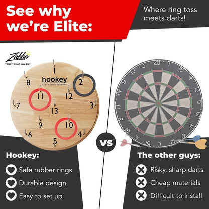 Elite Sportz Equipment Ring Toss Game | Sturdy Wooden Board Set for Kids Outdoor Games | Camping Activities - Adults & Kids Picnic - size: 12"