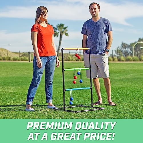 GoSports Ladder Toss Indoor & Outdoor Game Set with 6 Soft Rubber Bolo Balls and Travel Carrying Case - Choose Pro or Classic - style: Classic Ladder Toss