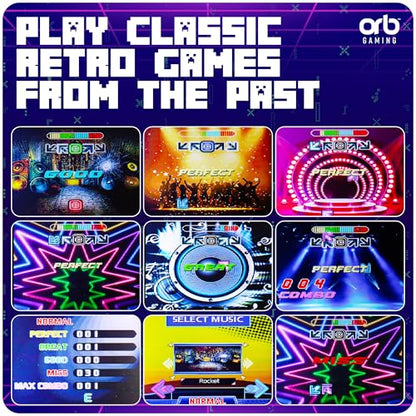 Orb - Mini Finger Dance Arcade Machine, 19 in-Built Songs, 4 Difficulty Levels, 8-Bit Retro Arcade Games, 2.5” Full Colour Screen, 5-Way Joystick Touch Pads, Volume Control - color: Arcade Boogie (4 Levels)