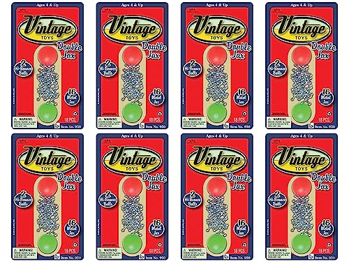 JA-RU Vintage Toys Metal Jacks Set (8 Pack) w/Two Bouncy Balls. Retro Classic Mini Jax Games Family. Bulk Party Favors, Pinata Filler, Birthday Stocking Stuffers. 950-8s - size: 8 Sets