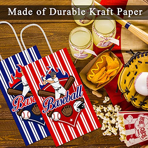 chiazllta 12 Pcs Baseball Party Treat Bag Kids Boys Girls Baseball Gift Candy Goodie Snack Favor Bags with Handle for Sports Game Themed Birthday Party Baby Shower Team Celebration Decoration Supplies - style: Baseball