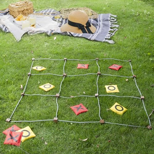 WILLOWDALE Giant Tic Tac Toe Game Outdoor, 3.9ft x 3.9ft Bean Bag Toss Game for Kids, Large Outside Game for Family Gathering, Giant Yard Game for Adults, Outdoor Field Games for Lawn s & Backyard